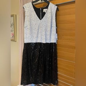 Nicole Miller Black/White Sequin Dress Size 16